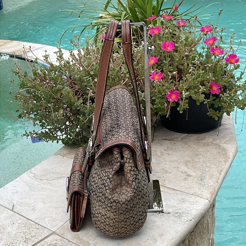 Coach Soho Signature Mini “C” Brown and Tan Handbag w/Matching Wallet - Picture 7 of 16